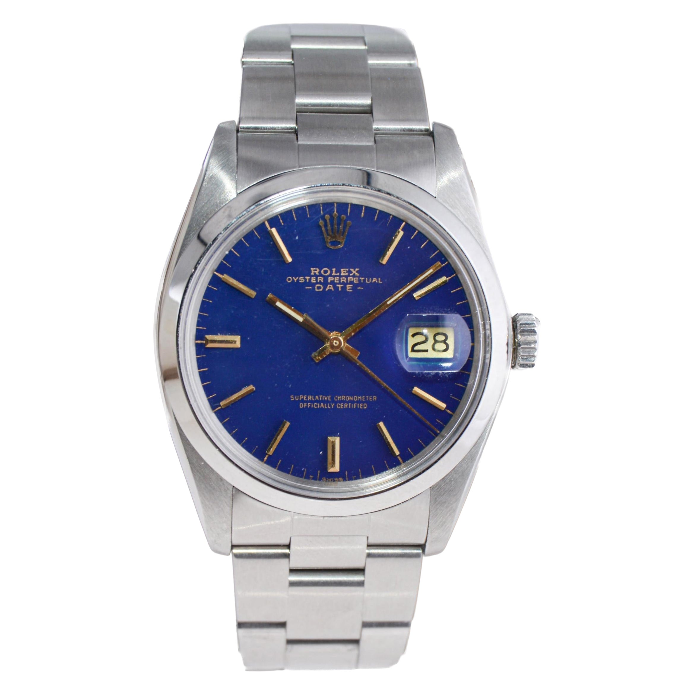 Rolex Oyster Perpetual Date With Custom Blue Dial 1970's