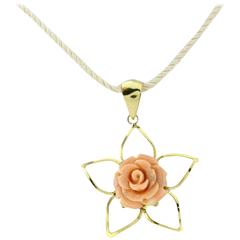 Gold  Coral Rose Pendant