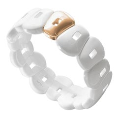 Mattioli Puzzle White Ceramic Bracelet and one puzzle in rose gold color