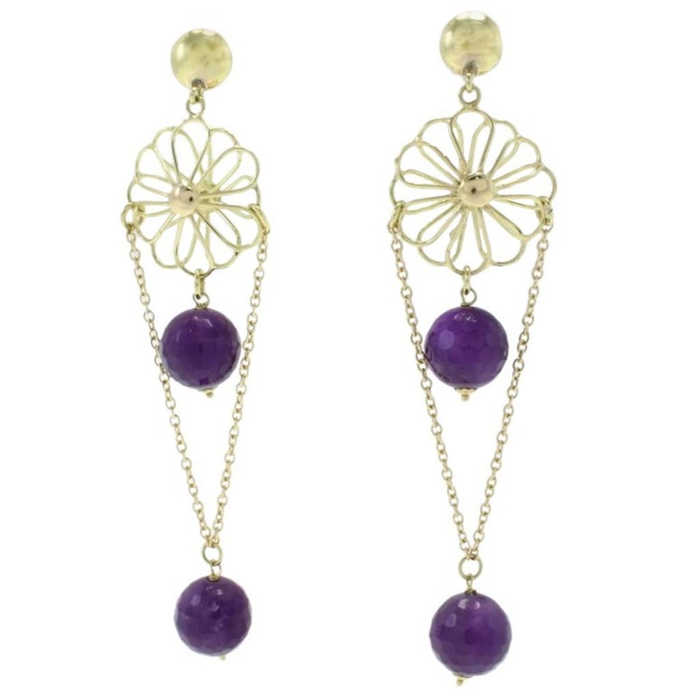 Luise Amethyst Yellow Gold Earrings For Sale at 1stDibs
