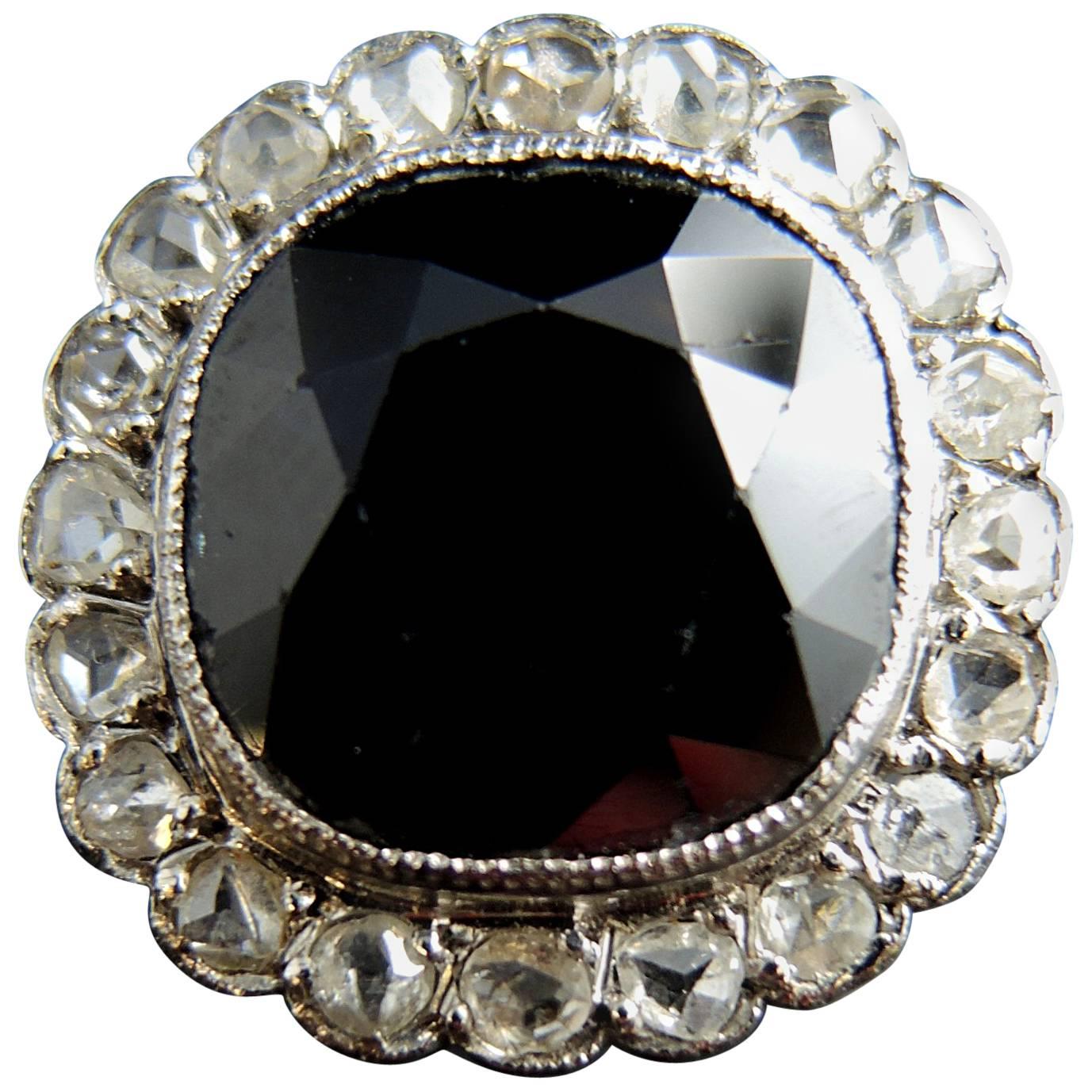 French Art Deco Sapphire Diamond Gold Platinum Ring circa 1925-1930 For Sale