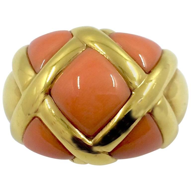 Coral Gold Ring