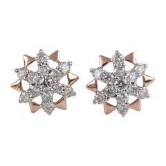 Minimalist 14k Yellow Gold Natural Diamond Earrings Beautiful Anniversary Gift.