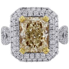 3.01 Carat Fancy Yellow Diamond Two Color Gold Ring
