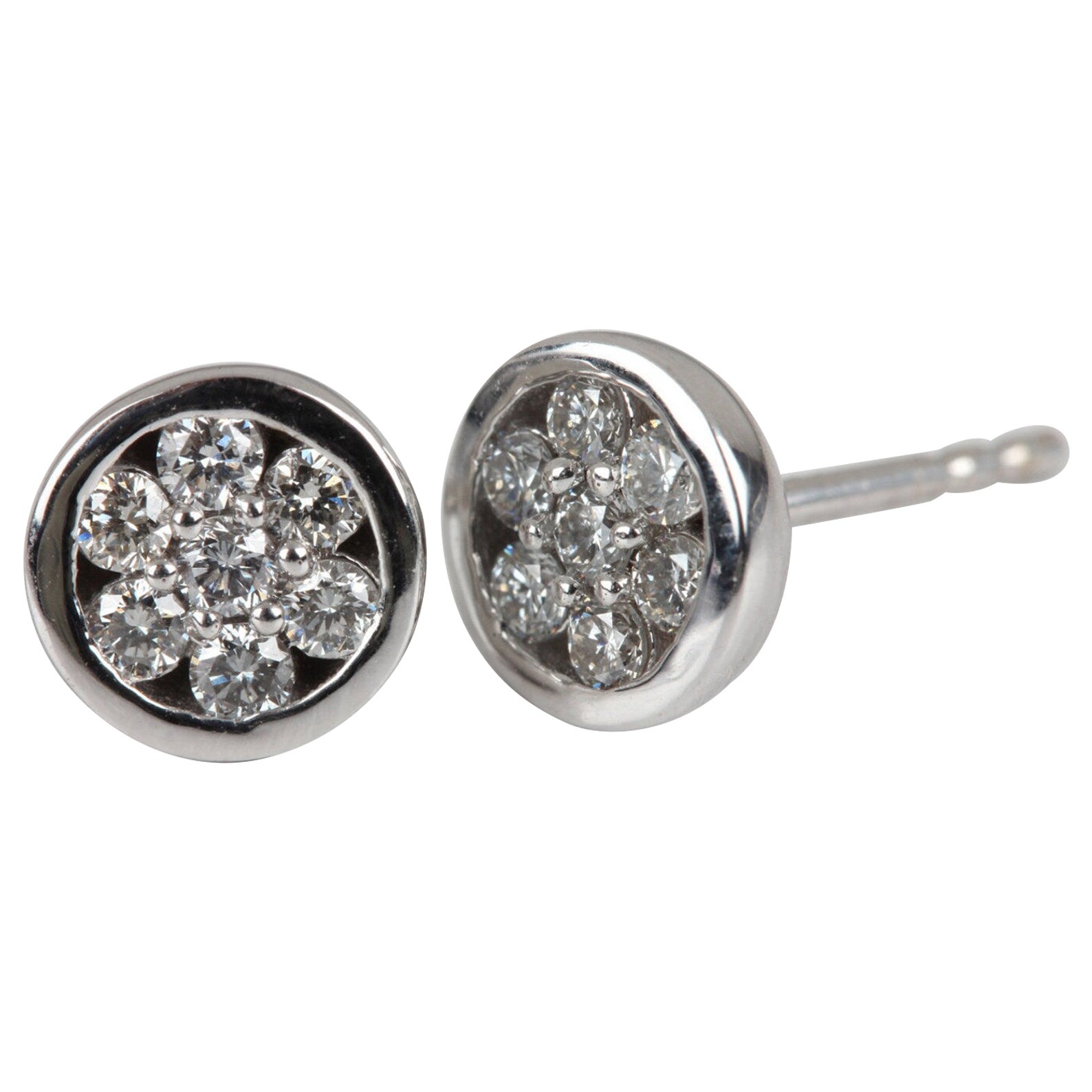 Minimalist Round 14k Yellow Gold Studs Natural Diamond Earrings Unique Gift.