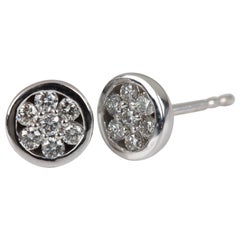 Minimalist Round 14k Yellow Gold Studs Natural Diamond Earrings Unique Gift.