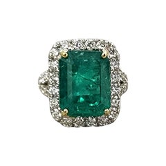 9.84 ct GIA Certified Natural Zambian Emerald & Diamond Ring