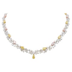 Emilio Jewelry Gia Certified 29.00 Carat Fancy Pink And Yellow Diamond Collar