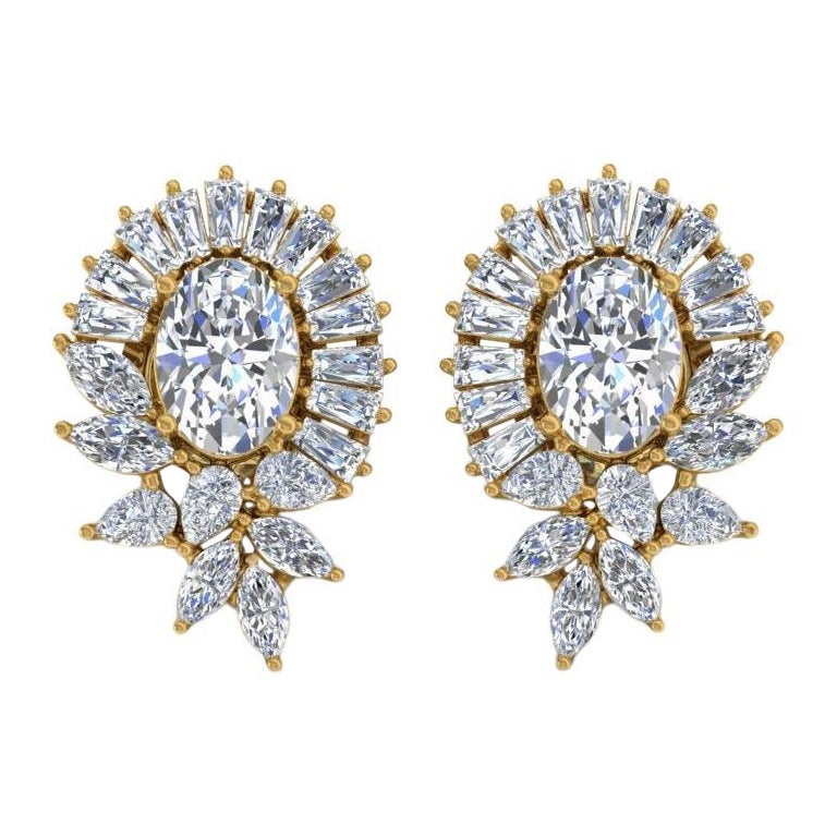 3,10 Karat SI/H Brillantschliff Diamant-Ohrringe 18 Karat Gelbgold feiner Schmuck im Angebot