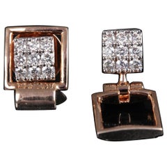 Square Shaped Diamond Studs 14k Yellow Gold Natural Pave Diamond Earring For Her