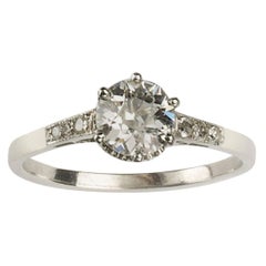Art Deco Single Stone Diamond and Platinum Ring, 0.84 Carat, circa 1930