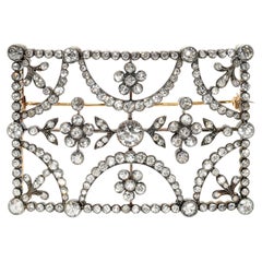 Antique Diamond and Silver Upon Gold Buckle Brooch, circa 1890