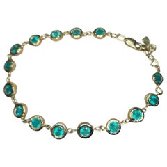 Leto Lama Esmeralda Bisel Guijarros Tenis Pulsera Oro 18 Quilates