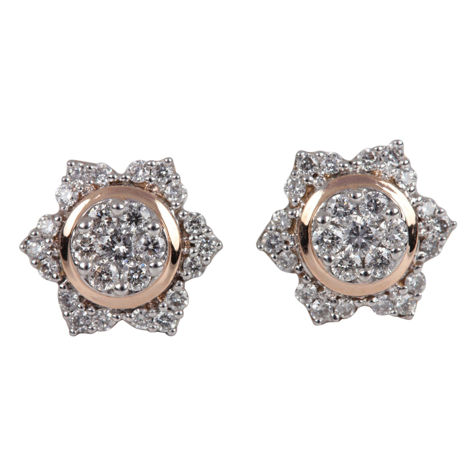 14k Yellow Gold Natural Pave Diamond Unique Earrings For Engagement Gift.
