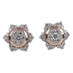 14k Yellow Gold Natural Pave Diamond Unique Earrings For Engagement Gift.