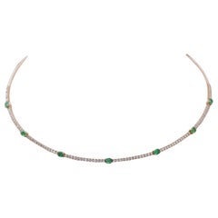 Emeralds, Diamonds, 18 Karat Rose Gold Necklace.