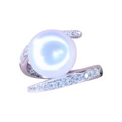GIT Certified South Sea Pearl Diamonds 18k Gold Ring