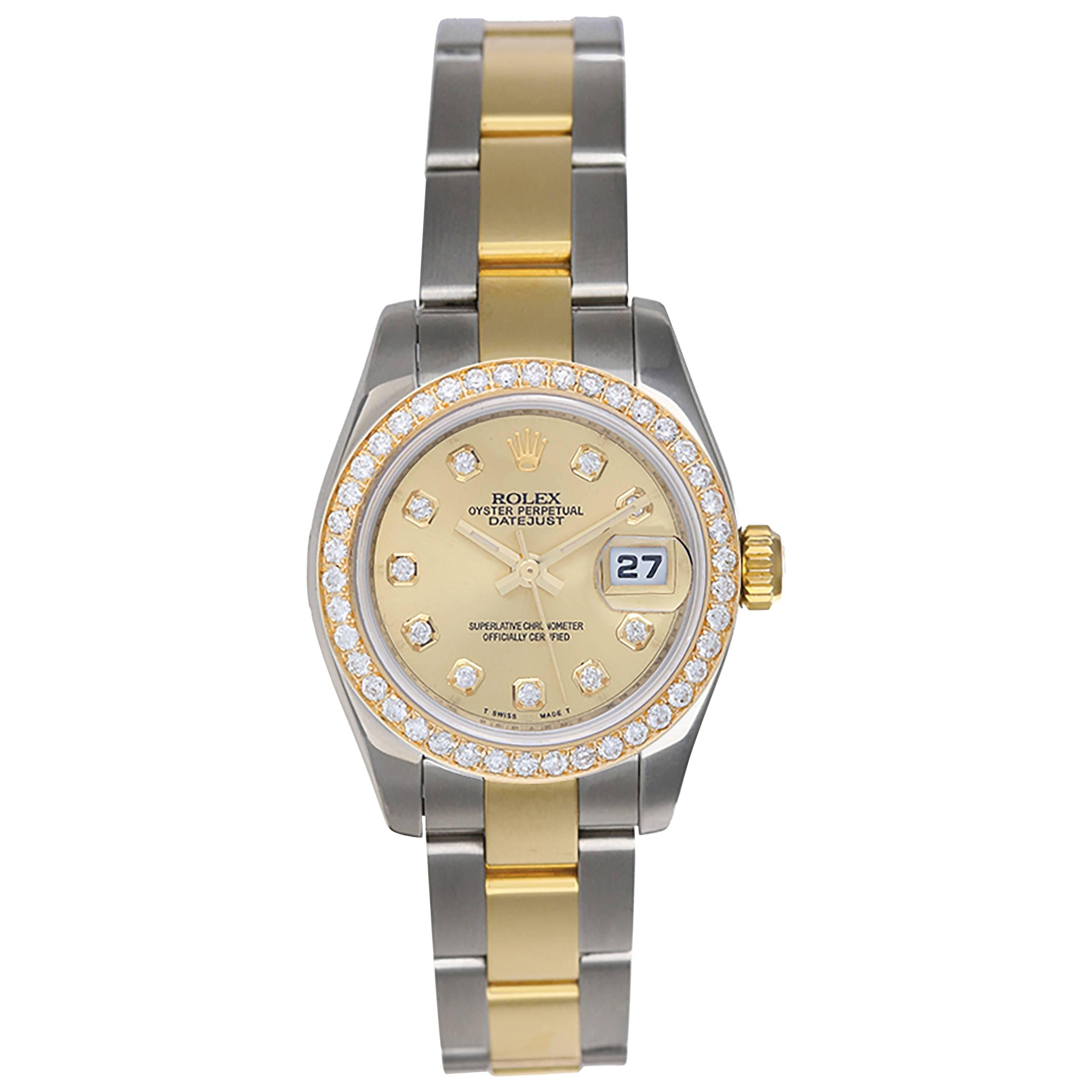 Rolex Ladies Yellow Gold Stainless Steel Datejust Yellow Wristwatch Ref 1791