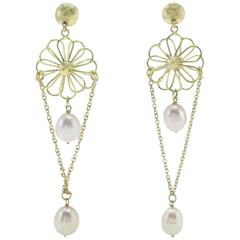 Luise Pearl Drop Yellow Gold Earrings 9