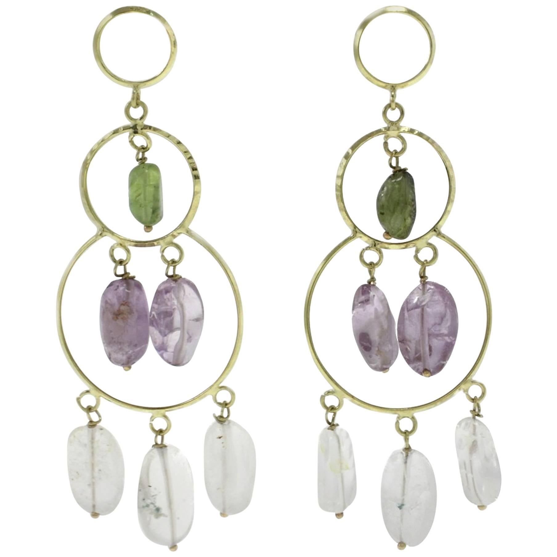 Luise Yellow Gold Chandelier Earrings For Sale
