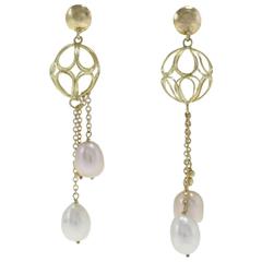 Luise Yellow Gold Sphere Pearl Drop Earrings 8