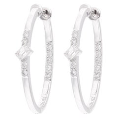 Orecchini a cerchio con diamanti baguette naturali da 0,86 carati SI/H Gioielli in oro bianco 18k