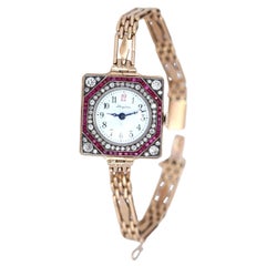 Longines Rubine Diamanten 56 Gold Lady Important Unique Sammleruhr, 1910