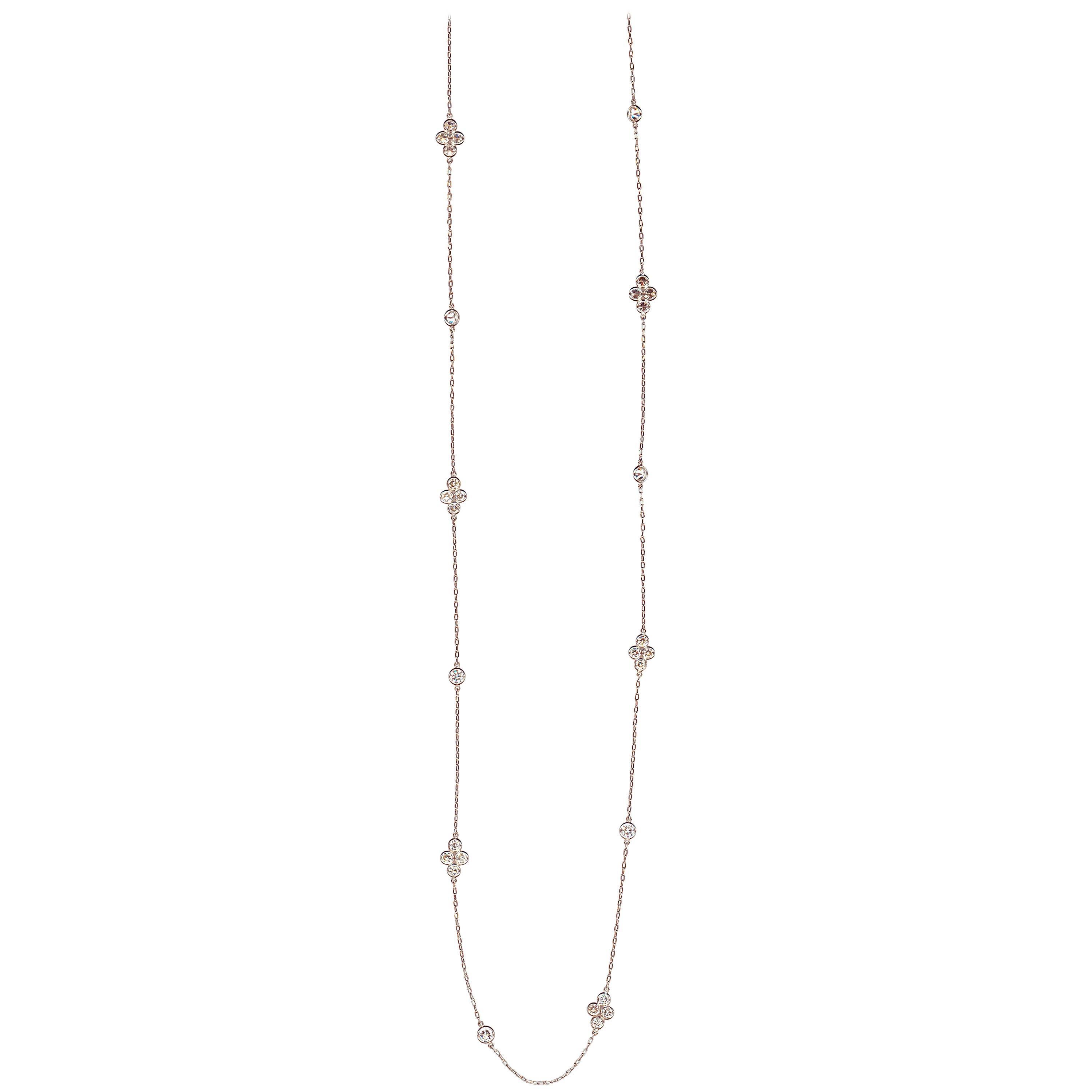 Art Deco Style Diamond White Gold Chain Necklace For Sale
