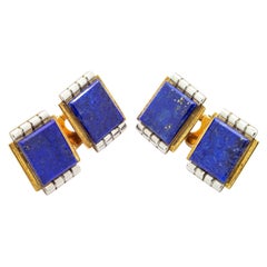 Art Deco Manschettenknöpfe aus Lapislazuli und Gold, CIRCA 1935