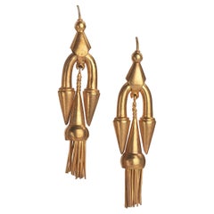 Pendientes Victorianos de Oro Estilo Etrusco, Circa 1875