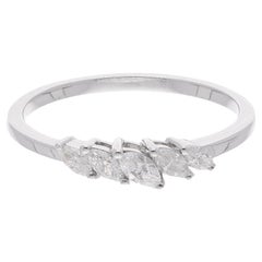 0.32 Carat Si Clarity Hi Color Marquise Diamond Band Ring 18 Karat White Gold