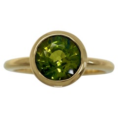 1,20ct Vivid Grüner Saphir Rundschliff 18k Gelbgold Solitär Lünette Set Ring