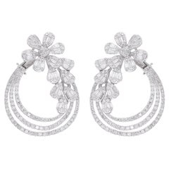 Pendientes de diamantes redondos baguette de 4,31 quilates Joyería de oro blanco de 18 quilates hecha a mano