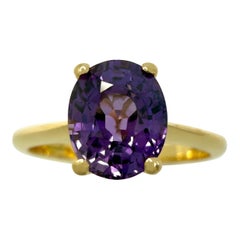 Natural 1.51ct Vivid Purple Sapphire Oval Cut 18k Yellow Gold Solitaire Ring