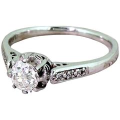 Vintage Art Deco 0.55 Carat Old Cut Diamond Platinum Engagement Ring
