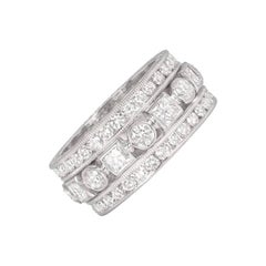 Alianza de boda de diamantes talla princesa y talla brillante (aprox. 3,8 quilates), platino