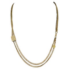 Antique 1907 Baumgold Bros. 14k Yellow Gold 41" Curb Link Long Chain & Slider
