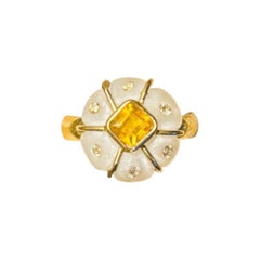 FLORA RING, Moonstone, Citrine, Champagne Diamonds, 14k Gold
