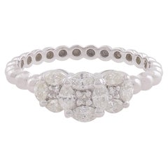 0,64 quilates SI/HI Anillo de Promesa de Diamante Marquesa Redondo Joyas de Oro Blanco de 10 Quilates