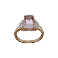 Anello in oro con morganite/diamanti - 7 carati in pietra preziosa GG 14k