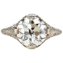 Old European Cut Diamond White Gold Engagement Ring 6