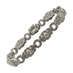 Pulsera de Diamantes Naturales Estilo Art Decó Oro Blanco 14k