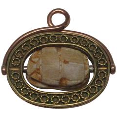 14 Karat Gold Etruscan Revival Scarab Fob