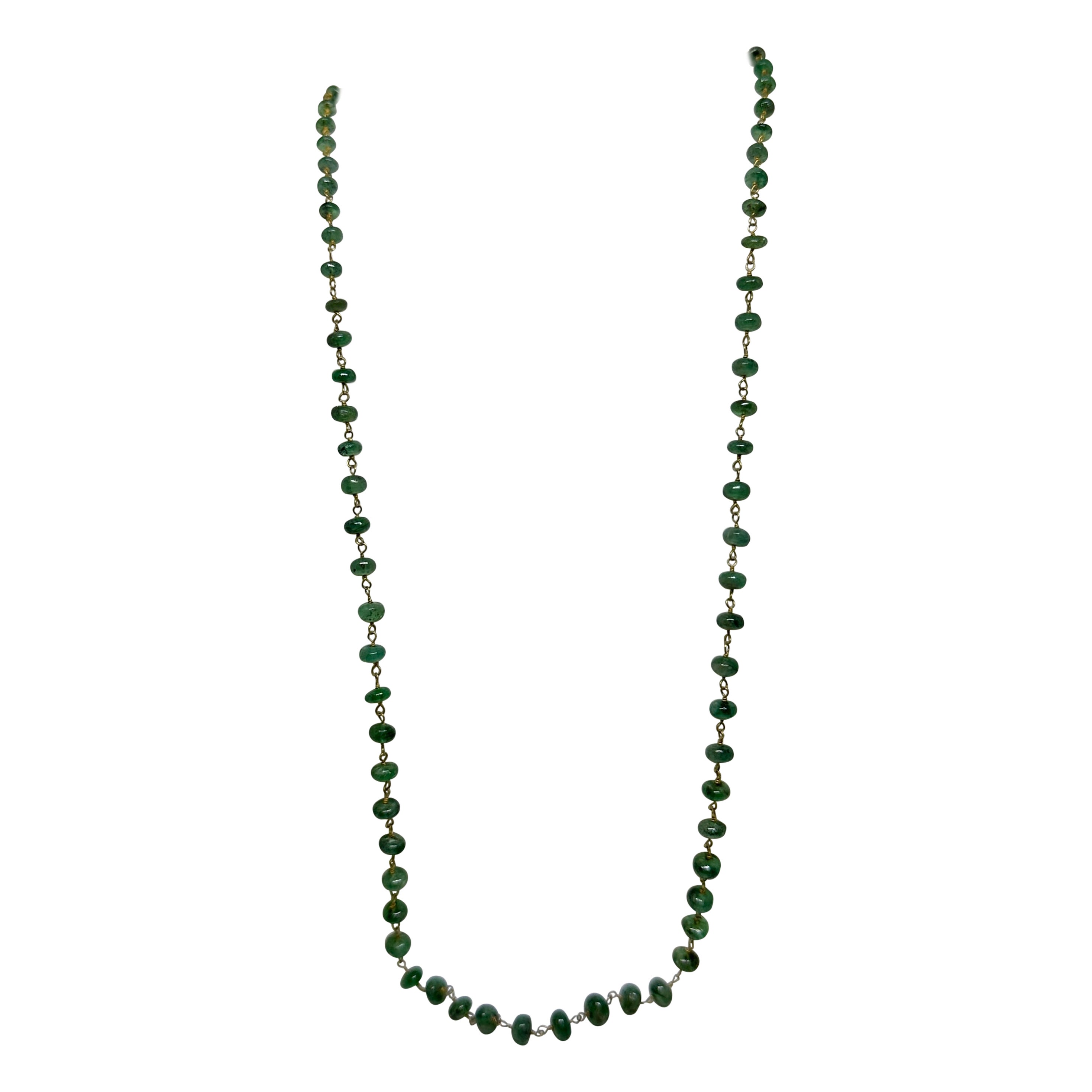 Emerald Necklace 14 Karat Yellow Gold Natural Mined Emeralds 18 Inch