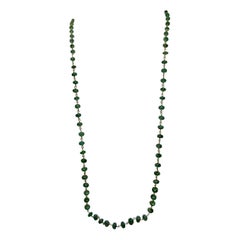 Emerald Necklace 14 Karat Yellow Gold Natural Mined Emeralds 18 Inch