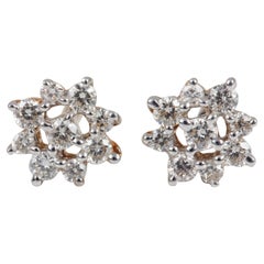 Beautiful Little Studs 14k Yellow Gold Natural Pave Diamond Earrings For Women.