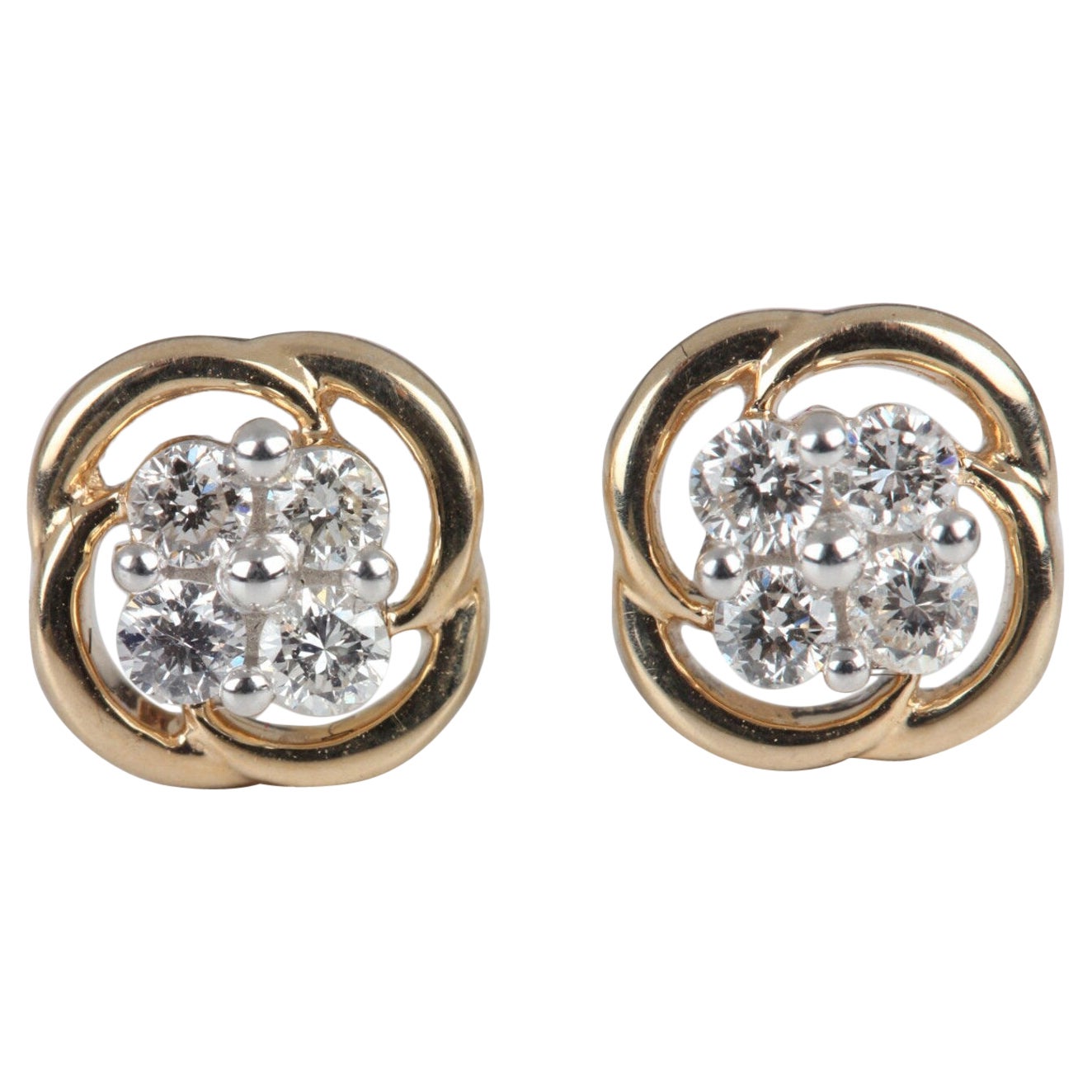 Natural Pave Diamond Earrings 14k Yellow Gold Beautiful Anniversary Gift For Her