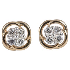 Natural Pave Diamond Earrings 14k Yellow Gold Beautiful Anniversary Gift For Her