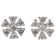 14k Yellow Gold Natural Pave Diamond Earring Delicate Studs For Anniversary Gift