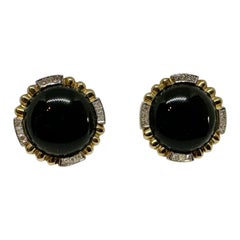 Pendientes Diamante Ónix Negro Clásico Oro Blanco 14 Kilates Oro Amarillo